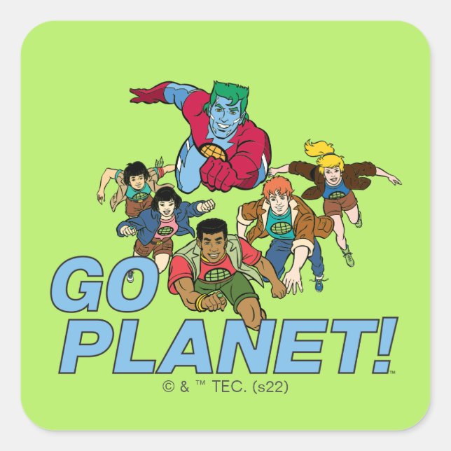 Captain Planet and the Planeteers - Go Planet! Square Sticker (Front)