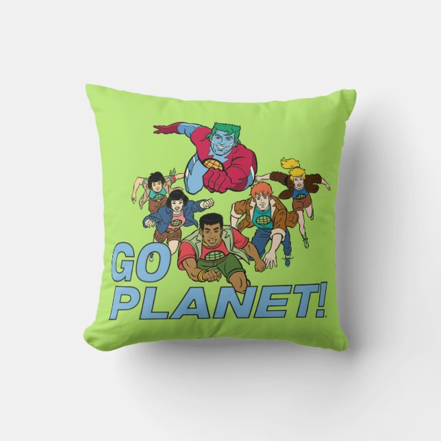 Captain Planet and the Planeteers - Go Planet! Throw Pillow (Front)