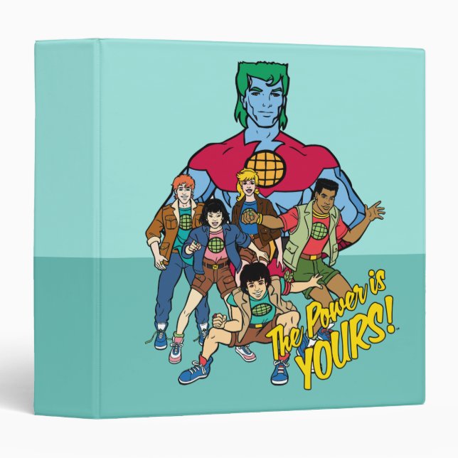 Captain Planet Group Graphic - The Power Is Yours! 3 Ring Binder (Front/Spine)
