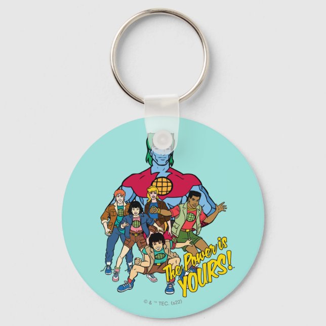 Captain Planet Group Graphic - The Power Is Yours! Keychain (Front)