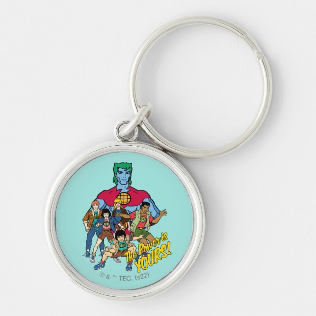 Captain Planet Group Graphic - The Power Is Yours! Keychain (Front)