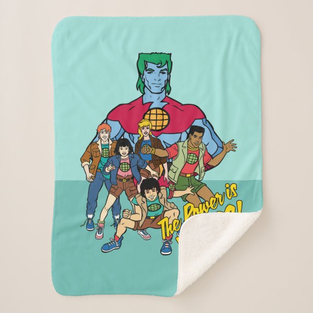 Captain Planet Group Graphic - The Power Is Yours! Sherpa Blanket (Front)
