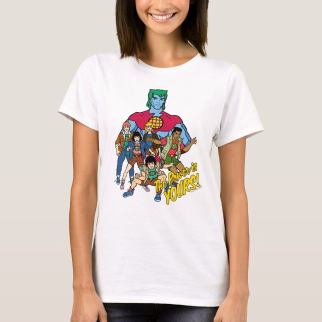 Captain Planet Group Graphic - The Power Is Yours! T-Shirt (Front)
