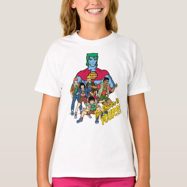Captain Planet Group Graphic - The Power Is Yours! T-Shirt (Front)