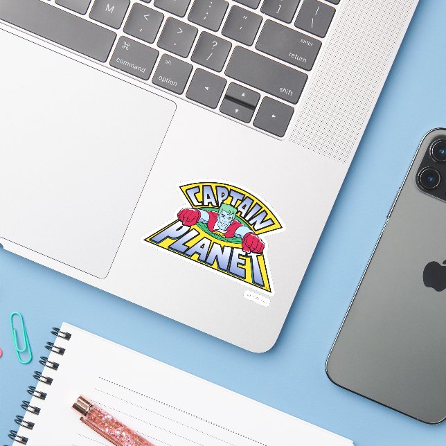 Captain Planet Logo Sticker (Laptop w/ iPhone)
