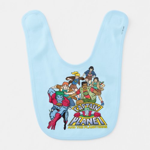 Captain Planet  the Planeteers Group Logo Graphic Baby Bib