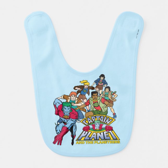 Captain Planet & the Planeteers Group Logo Graphic Baby Bib (Front)
