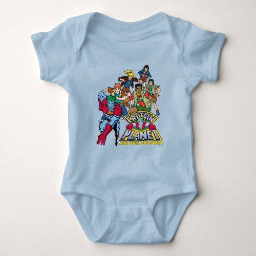 Captain Planet  the Planeteers Group Logo Graphic Baby Bodysuit
