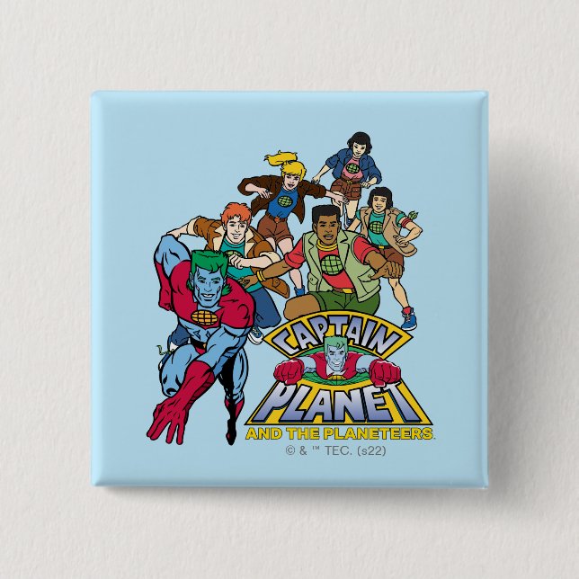 Captain Planet & the Planeteers Group Logo Graphic Button (Front)