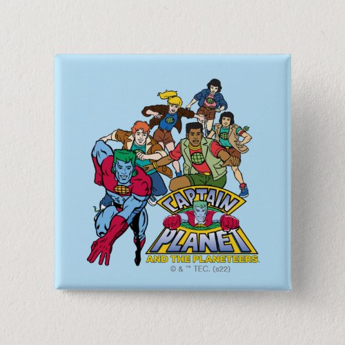 Captain Planet  the Planeteers Group Logo Graphic Button