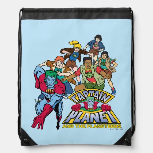 Captain Planet  the Planeteers Group Logo Graphic Drawstring Bag