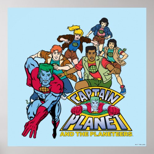 Captain Planet  the Planeteers Group Logo Graphic Poster