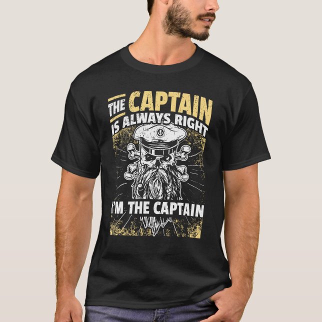 Captain Pontoon Boat I Skipper Pontoon Boating T-Shirt (Front)