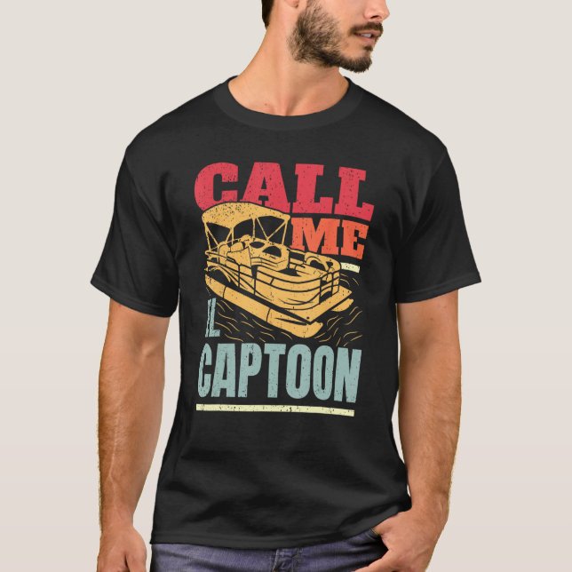 Captain Pontoon Dad Pontoon Skipper I El Captoon T-Shirt (Front)