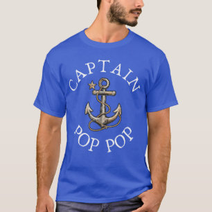 Captain PopPop Boat Sailing Boating Grandpa Anchor T-Shirt