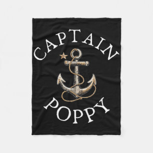 Captain Poppy Boat Sailing Boating Vintage Anchor Fleece Blanket