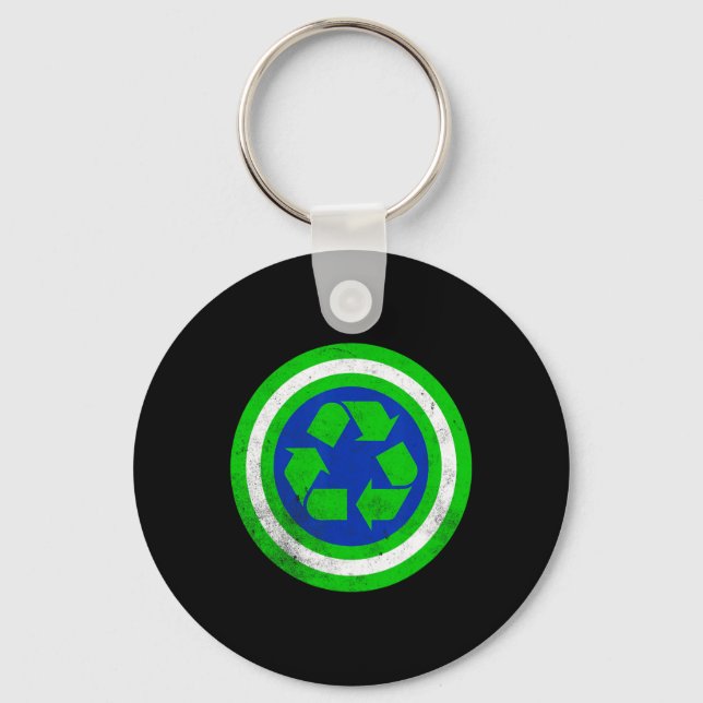 Captain Recycle Earth Day  Keychain (Front)
