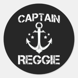 Captain Reggie Funny Birthday Personalized Name Bo Classic Round Sticker