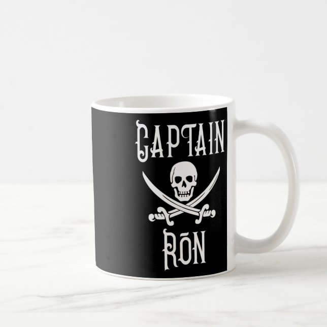 Captain Ron Personalized Pirate Skull Boating  Coffee Mug (Right)