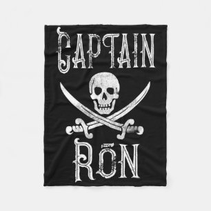 Captain Ron Vintage Personalized Pirate Boating Fleece Blanket