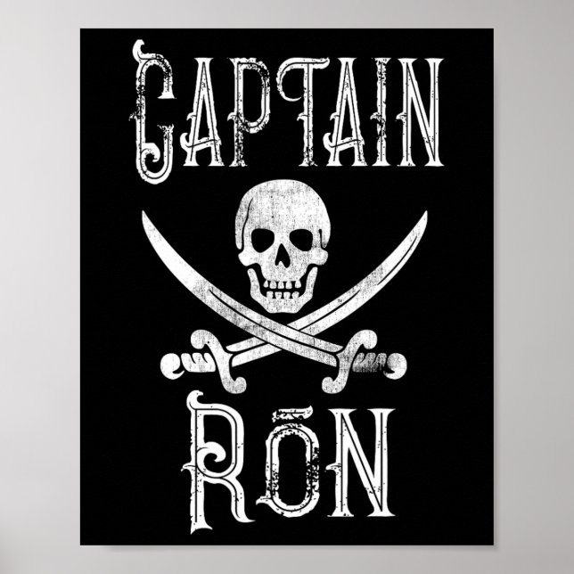 Captain Ron Vintage Personalized Pirate Boating  Poster (Front)