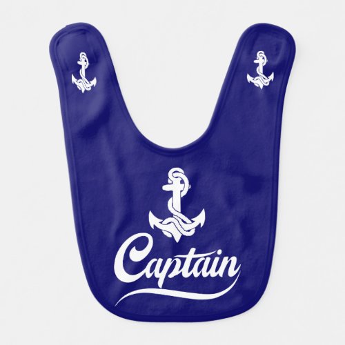 Captain Sailboat Anchor Nautical Design Baby Bib