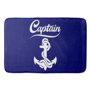 Captain Sailboat Anchor Nautical Design Bath Mat