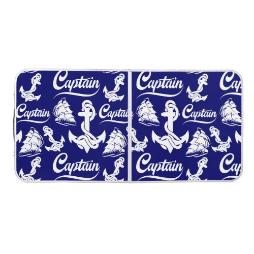 Captain Sailboat Anchor Nautical Design Beer Pong Table