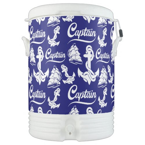 Captain Sailboat Anchor Nautical Design Beverage Cooler