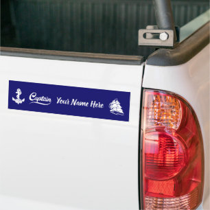 Captain Sailboat Anchor Nautical Design Bumper Sticker