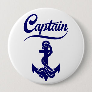 Captain Sailboat Anchor Nautical Design Button