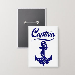 Captain Sailboat Anchor Nautical Design Button