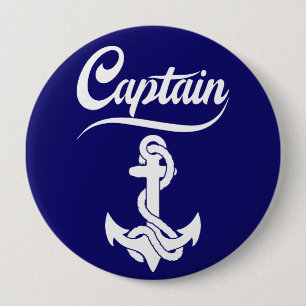 Captain Sailboat Anchor Nautical Design Button
