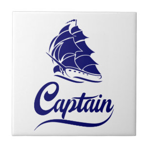Captain Sailboat Anchor Nautical Design Ceramic Tile