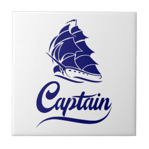 Captain Sailboat Anchor Nautical Design Ceramic Tile