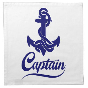 Captain Sailboat Anchor Nautical Design Cloth Napkin