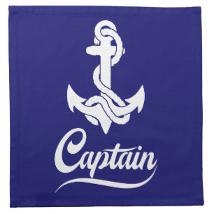 Captain Sailboat Anchor Nautical Design Cloth Napkin