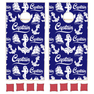 Captain Sailboat Anchor Nautical Design Cornhole Set