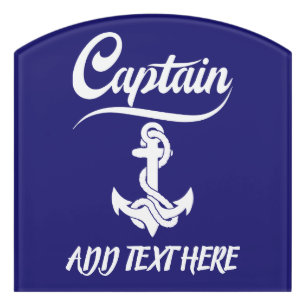 Captain Sailboat Anchor Nautical Design Door Sign