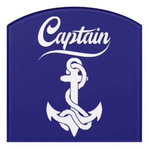 Captain Sailboat Anchor Nautical Design Door Sign