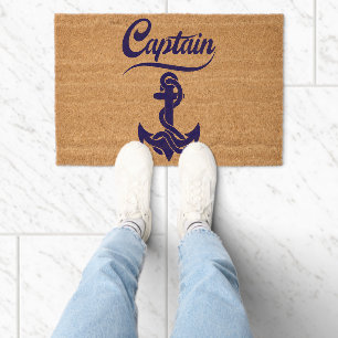 Captain Sailboat Anchor Nautical Design Fiber Doormat