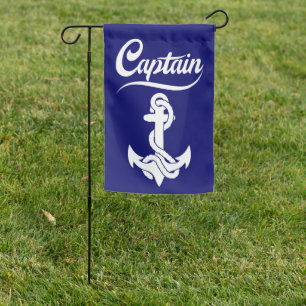 Captain Sailboat Anchor Nautical Design Garden Flag