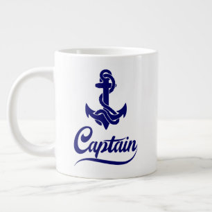 Captain Sailboat Anchor Nautical Design Giant Coffee Mug