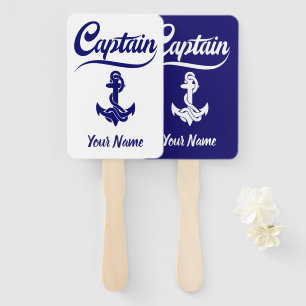 Captain Sailboat Anchor Nautical Design Hand Fan