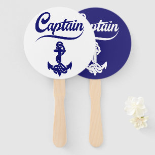 Captain Sailboat Anchor Nautical Design Hand Fan