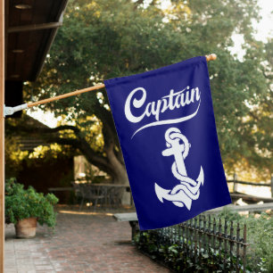 Captain Sailboat Anchor Nautical Design House Flag