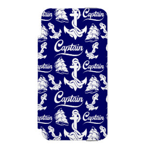 Captain Sailboat Anchor Nautical Design iPhone SE/5/5s Wallet Case
