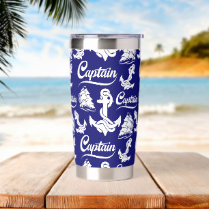 Captain Sailboat Anchor Nautical Design Insulated Tumbler