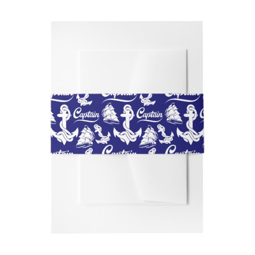 Captain Sailboat Anchor Nautical Design Invitation Belly Band