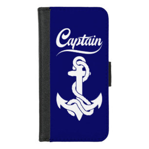 Captain Sailboat Anchor Nautical Design iPhone 8/7 Wallet Case